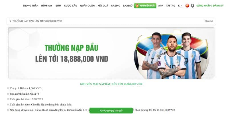 Nạp lần đầu nhận ngay ưu đãi trị giá 18,888,000 vnđ